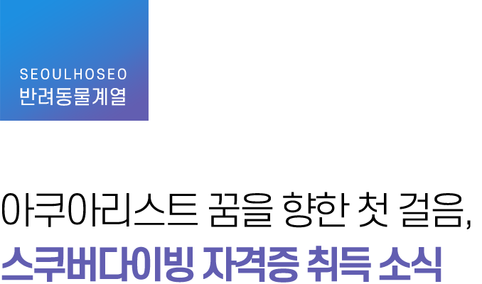 반려동물계열, 아쿠아리스트 꿈을 향한 첫 걸음, 스쿠버다이빙 자격증 취득 소식